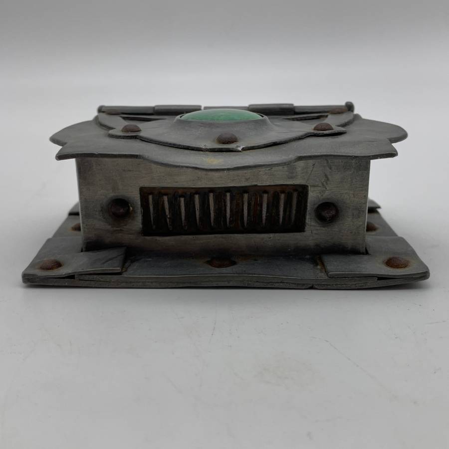 Antique Arts & Crafts` Pewter & Ruskin Cabochon Box