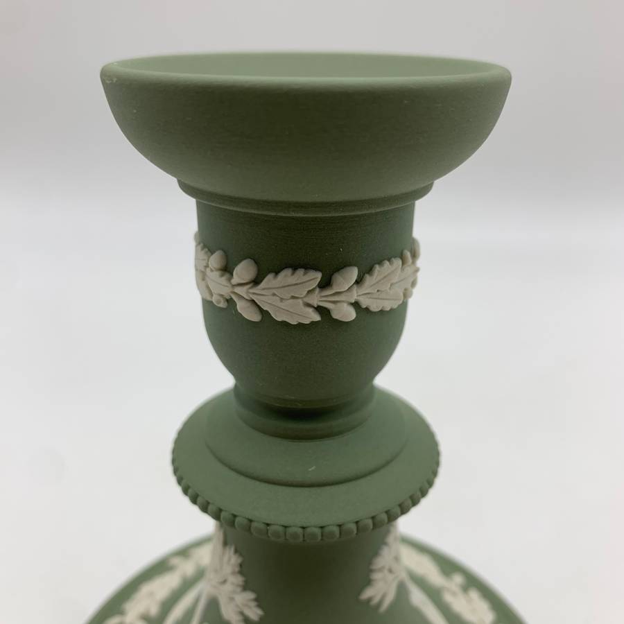 Lovely Green 'Wedgwood' Jasperware Candlesticks