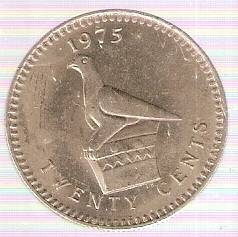 RHODESIA 20 CENTS COIN 1975