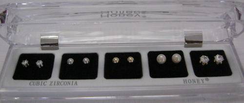 5 PAIRS OF HONEY EARRINGS(CUBIC ZIRCONIA)