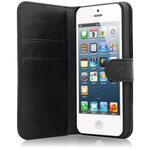 **Luxury Card Holder Slot Black Wallet Flip Cover Case For Apple iPhone 5**