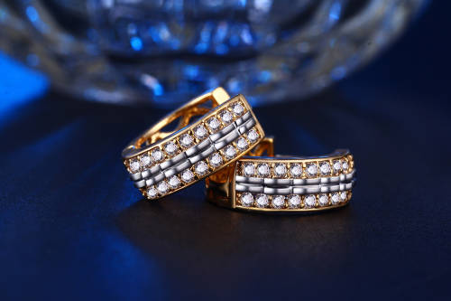 18K Gold Plated CZ diamond Hoop Earrings Engagement jewellery for women