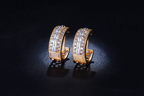 18K Gold Plated CZ diamond Hoop Earrings Engagement jewellery for women