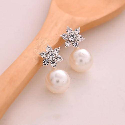 Elegant Pearl Crystal Rhinestone Earrings
