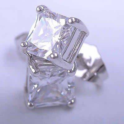 Gorgeous Silver Simulated Diamond Square Earrings