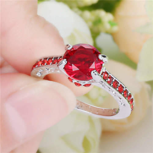 Divine 10kt White Gold Filled Ring WIth Ruby size 6 US (July Birthstone)