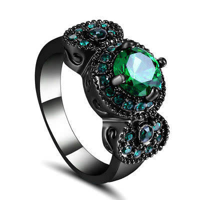 AMAZING!! 18kt Black Gold Filled Emerald Ring Size 7 US (May Birthstone)