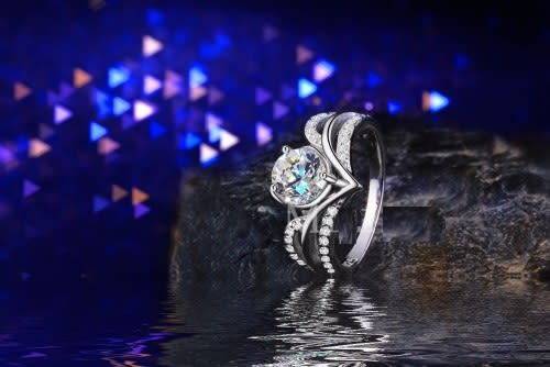 AMAZING! Solid 925 Sterling Silver Ring With Simulated 1,38ct Diamonds Size 7 US