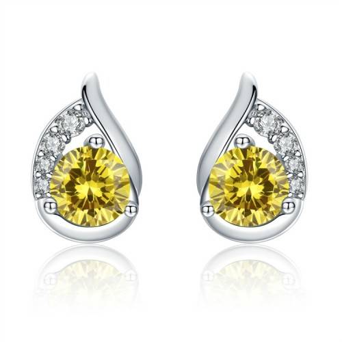 MARVELOUS! Simulated White And Yellow Diamond Earrings