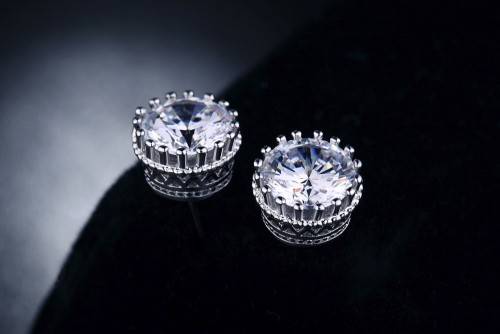 Gold Filled Simulated Diamond Crown Earrings