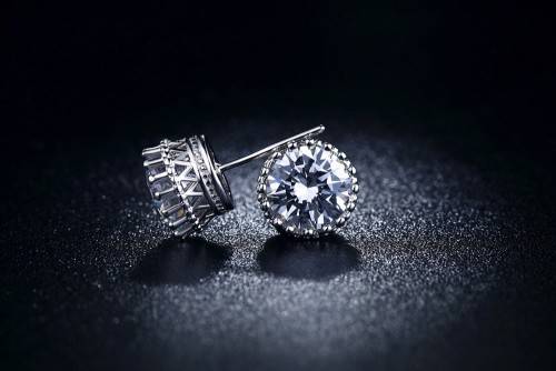 Gold Filled Simulated Diamond Crown Earrings
