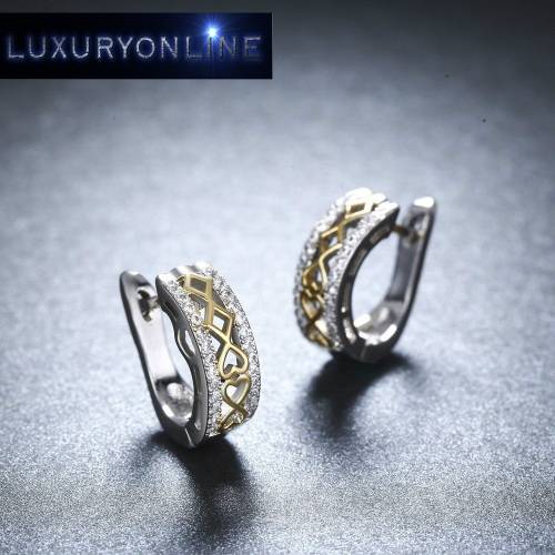GORGEOUS! Hoop Earring With 26 Hand Crafted Simulated Diamonds