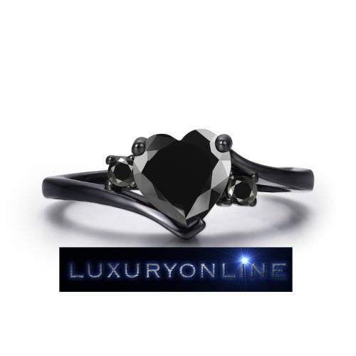 STUNNING! Simulated Black Diamond Ring Size 7; 8  US
