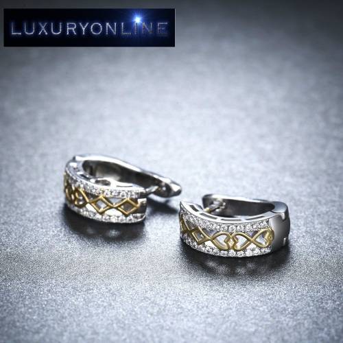 MARVELOUS! Hoop Earrings With 0,25ct Simulated Diamonds