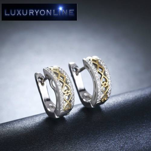 MARVELOUS! Hoop Earrings With 0,25ct Simulated Diamonds