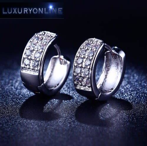 FANTASTIC! Hoop Earrings With 10 0,75ct Simulated Diamonds
