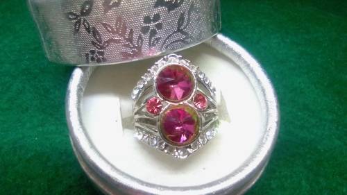 AMAZING! 1,25 Carat Simulated White And Pink Diamond Ring Size 9 US