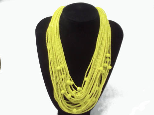 AMAZING! Hand Crafted African Bead Necklace (Yellow) 28 cm