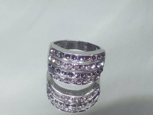 AMAZING! Ring With 1,75 Carat Simulated French Lilac And White Diamonds Size 8; 10 US