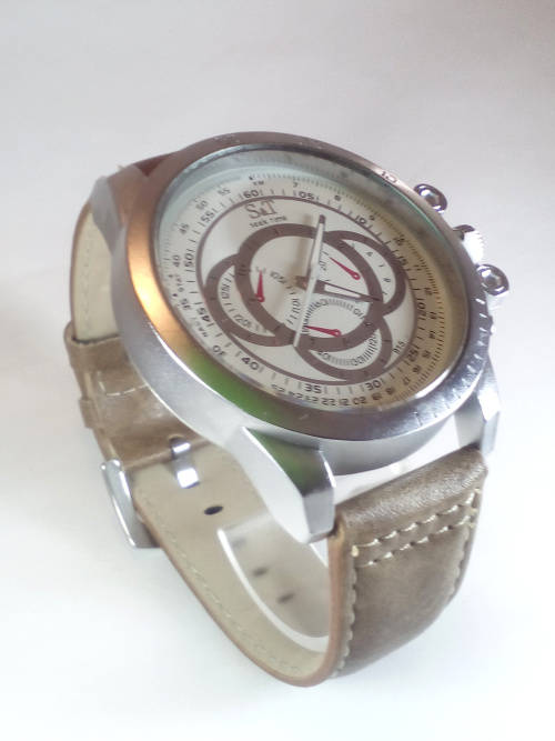 Genuine S & T Men's Watch (Brown & Silver) 59 mm