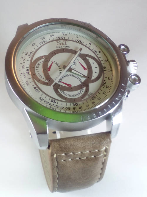 Genuine S & T Men's Watch (Brown & Silver) 59 mm