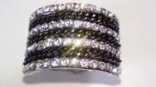 EXQUISITE! Rind With  Chain And 0,75 Carat Simulated Diamonds Size 8 US / P / 18