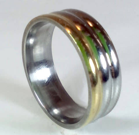 AWESOME! ! 8 mm Gold & Silver 100% Titanium Ring Size 12 US / X / 22