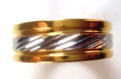 AWESOME! ! 100% Titanium Ring 8 mm Silver & Gold Size 9 US/R