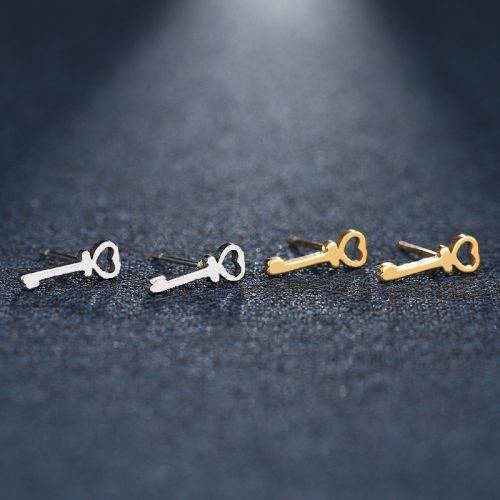 GORGEOUS! 100% Titanium Heart Key Stud Earrings **R 279** (GOLD)