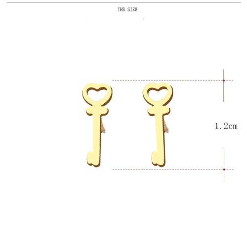 GORGEOUS! 100% Titanium Heart Key Stud Earrings **R 279** (GOLD)