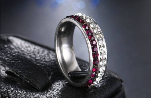 Titanium 2 Prong Ring With Simulated Diamonds & Deep Purple Amethysts **R 899**Size 9 US