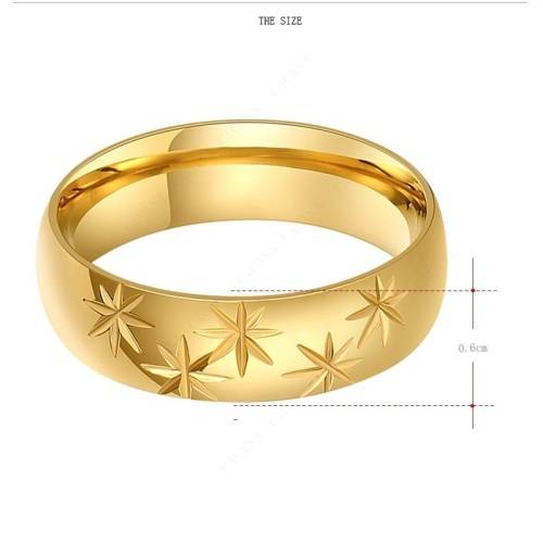 Titanium Ring With Stars 6 mm **R 799**  Size 7; 10 US