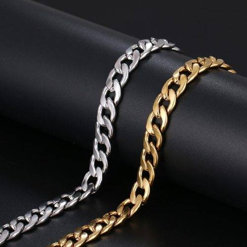 TITANIUM (NEVER FADE) Cuban Link Men`s Bracelet 22 cm (SILVER ONLY)