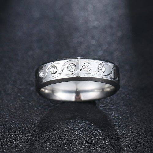 Titanium Ring 6 mm With Simulated Diamonds *R 799* Size 8; 9; 10 US