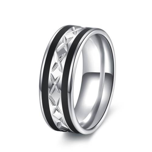 Titanium (BLACK & SILVER) Ring 6 mm *R 799* Size 9 US