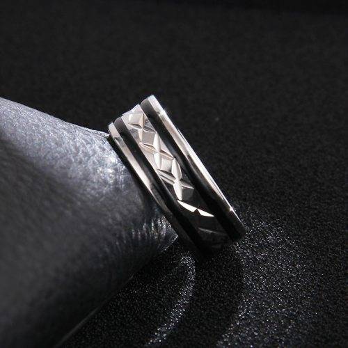 Titanium (BLACK & SILVER) Ring 6 mm *R 799* Size 9 US
