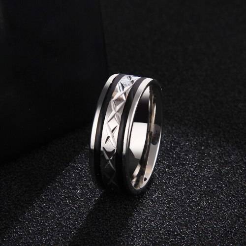 Titanium (BLACK & SILVER) Ring 6 mm *R 799* Size 9 US