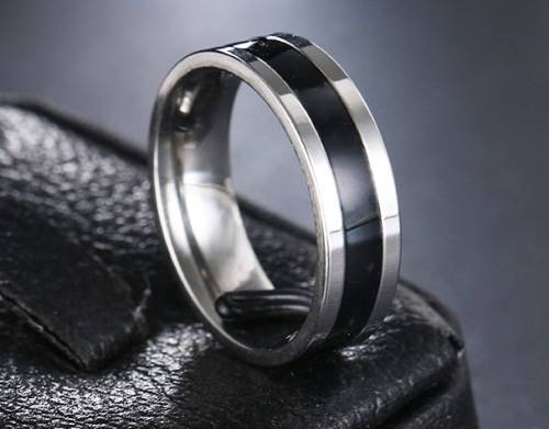 Titanium (BLACK & SILVER) Ring 6 mm *R 799* Size 9 US