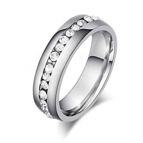 Titanium Ring 6 mm With Simulated Diamonds *R 799* Size 6; 7; 8; 9; 10; 11 US