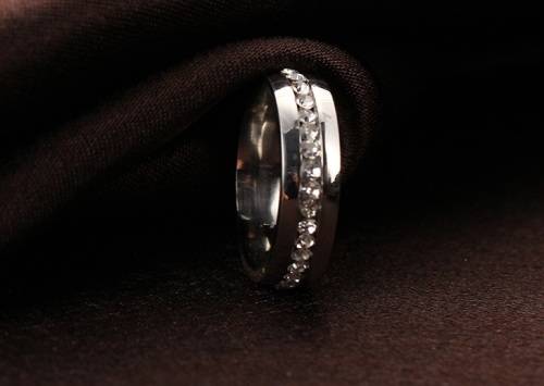 Titanium Ring 6 mm With Simulated Diamonds *R 799* Size 6; 7; 8; 9; 10; 11 US