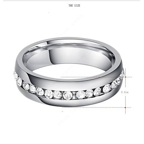 Titanium Ring 6 mm With Simulated Diamonds *R 799* Size 6; 7; 8; 9; 10; 11 US