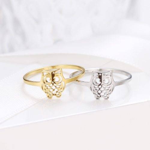 Titanium Owl Ring Size 10 US *R 599* (SILVER)