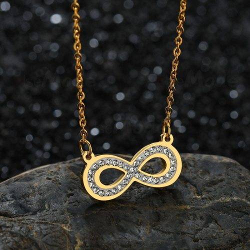 Titanium Infinity Necklace With Simulated Diamonds 50 cm *R 599* (SILVER & GOLD)
