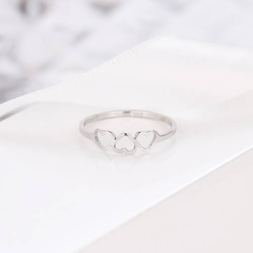 Titanium 3-Hearts Ring Size 6; 7; 8; 9 US *R 599* (SILVER)