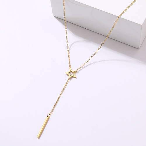 Titanium Stick & Star Necklace 60 cm *R 899* (GOLD/SILVER)