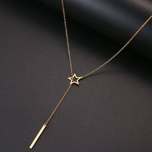 Titanium Stick & Star Necklace 60 cm *R 899* (GOLD/SILVER)