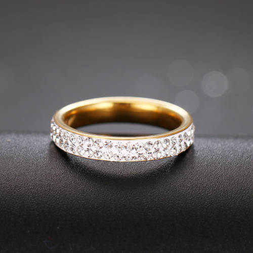 Titanium Ring With Simulated Diamonds *R 1099* Size 7; 8; 9; 10 US (GOLD)
