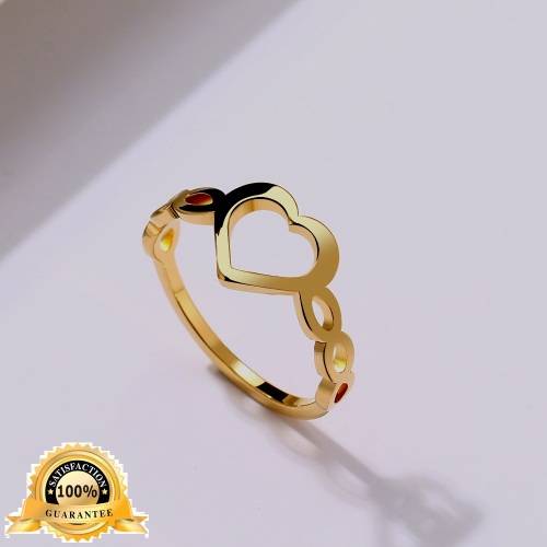 RETAIL PRICE:  R 899 (NEVER FADE) Titanium Heartbeat Heart Ring Size 7 US (GOLD ONLY)