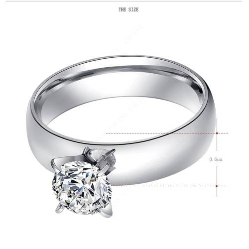 Titanium Princess Cut Ring With Simulated Diamond Size 8; 9 US *R 599* (SILVER)