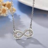 RETAIL PRICE: R 1 299 Titanium Infinity Necklace With Simulated Diamonds 50 cm (SILVER)
